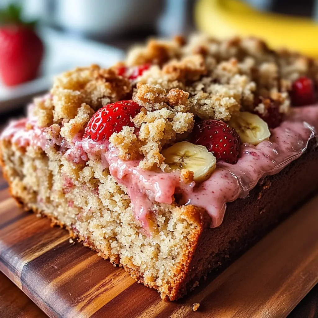Strawberry Banana Bread with Crumb Topping