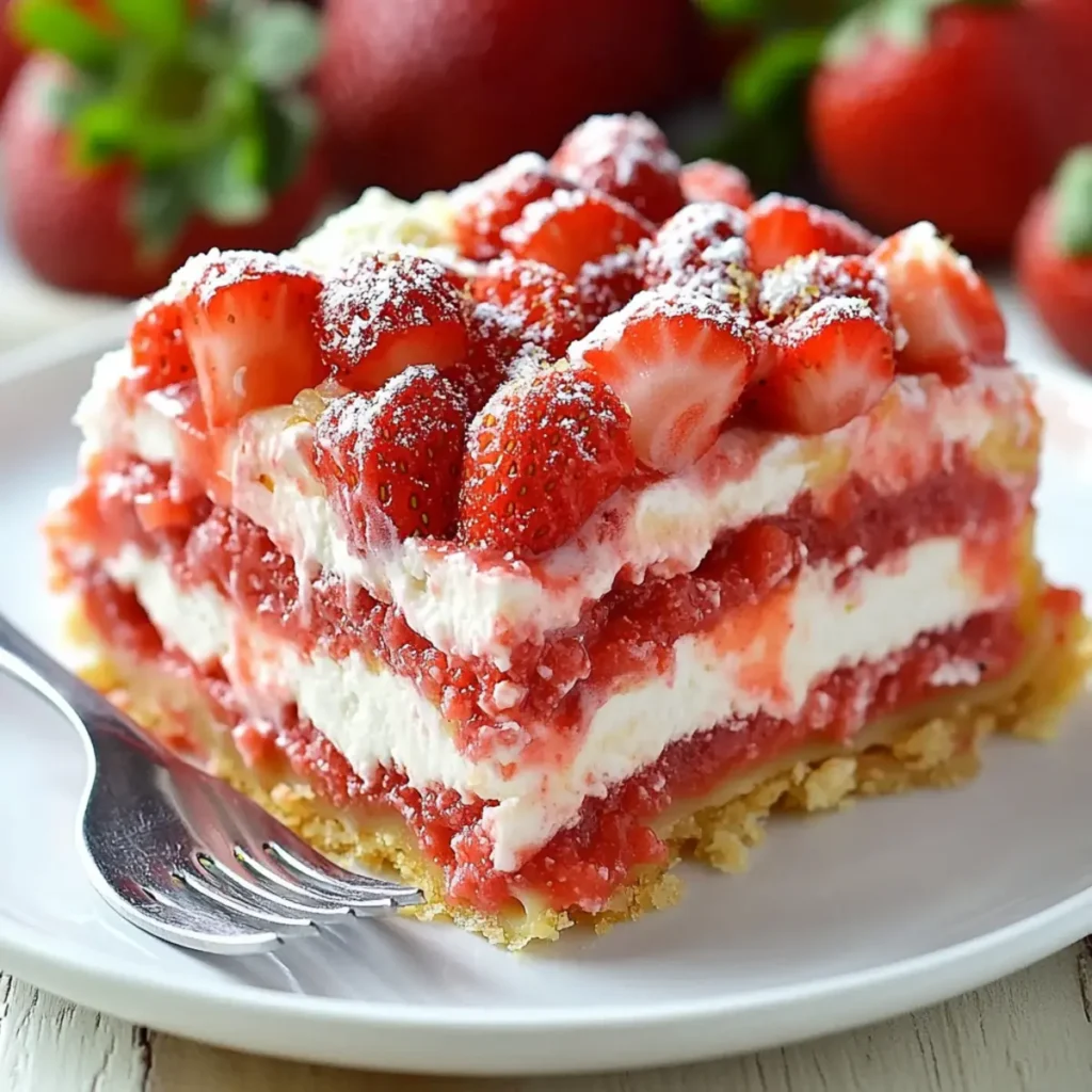 Delicious No-Bake Strawberry Jello Lasagna