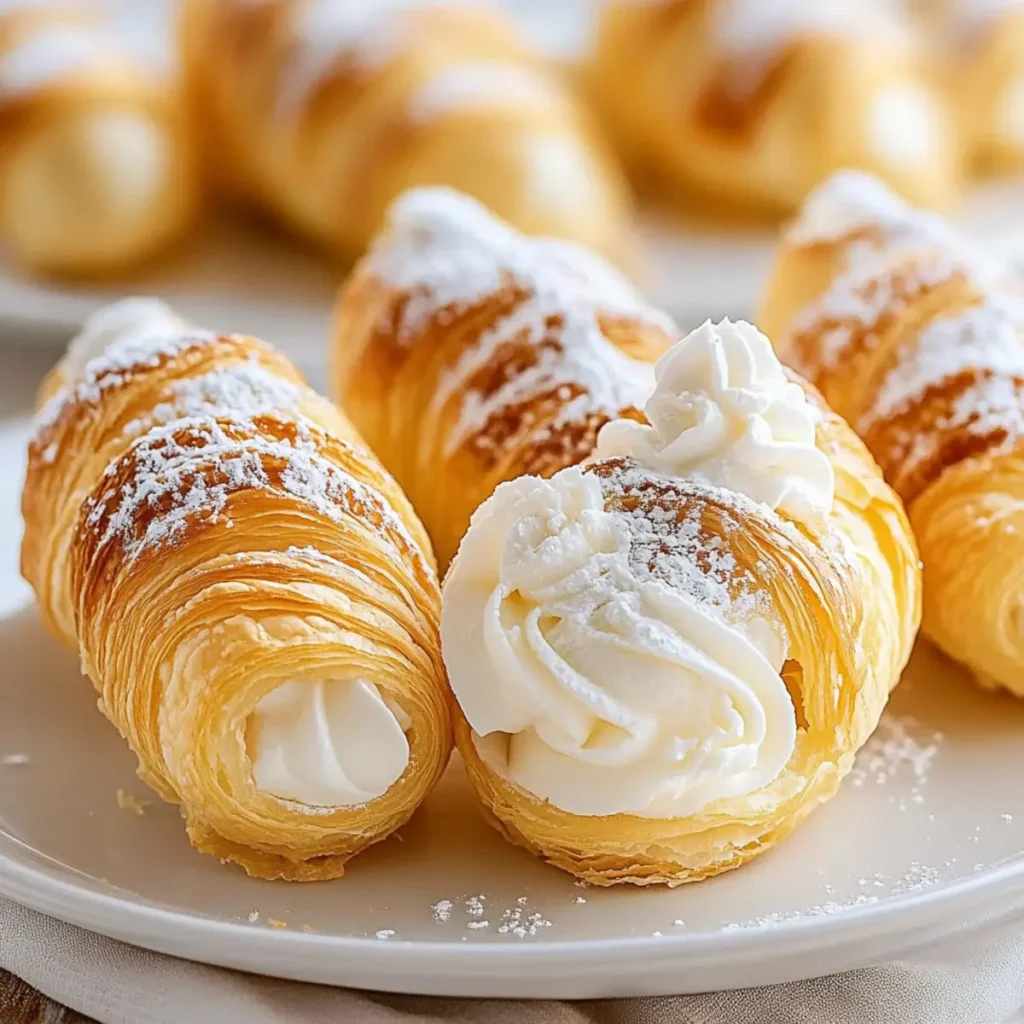 Delightful Sweet Cream Horn Pastries Made with Puff Pastry