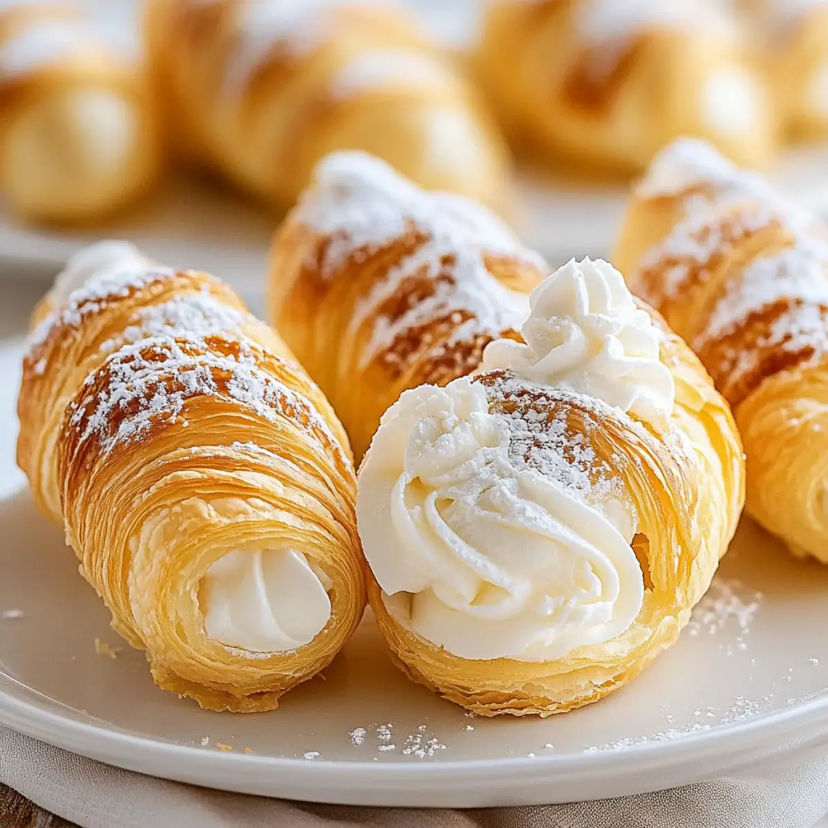 Delightful Sweet Cream Horn Pastries Made with Puff Pastry