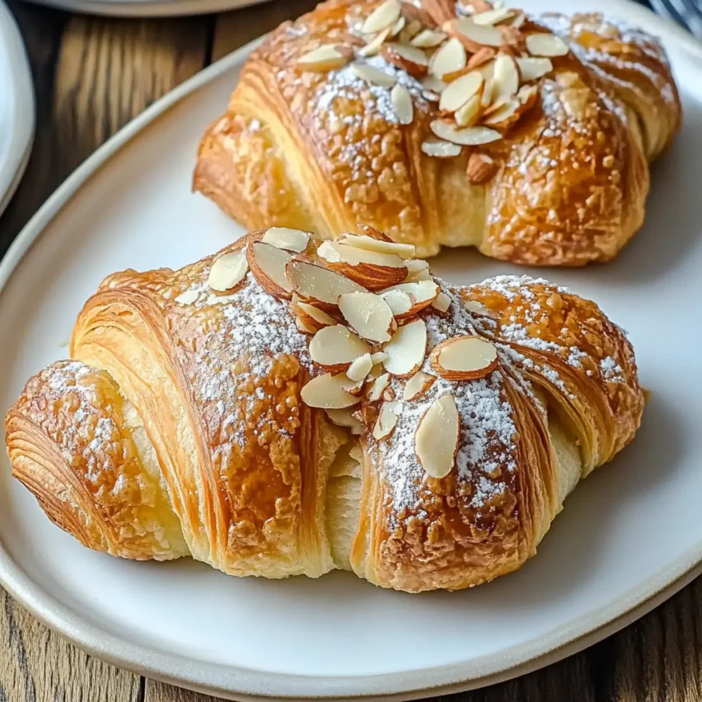 Buttery Almond Croissants with Crunchy Topping Recipe