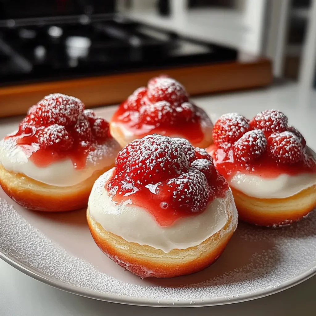 Strawberry Cream Stuffed Donut Holes