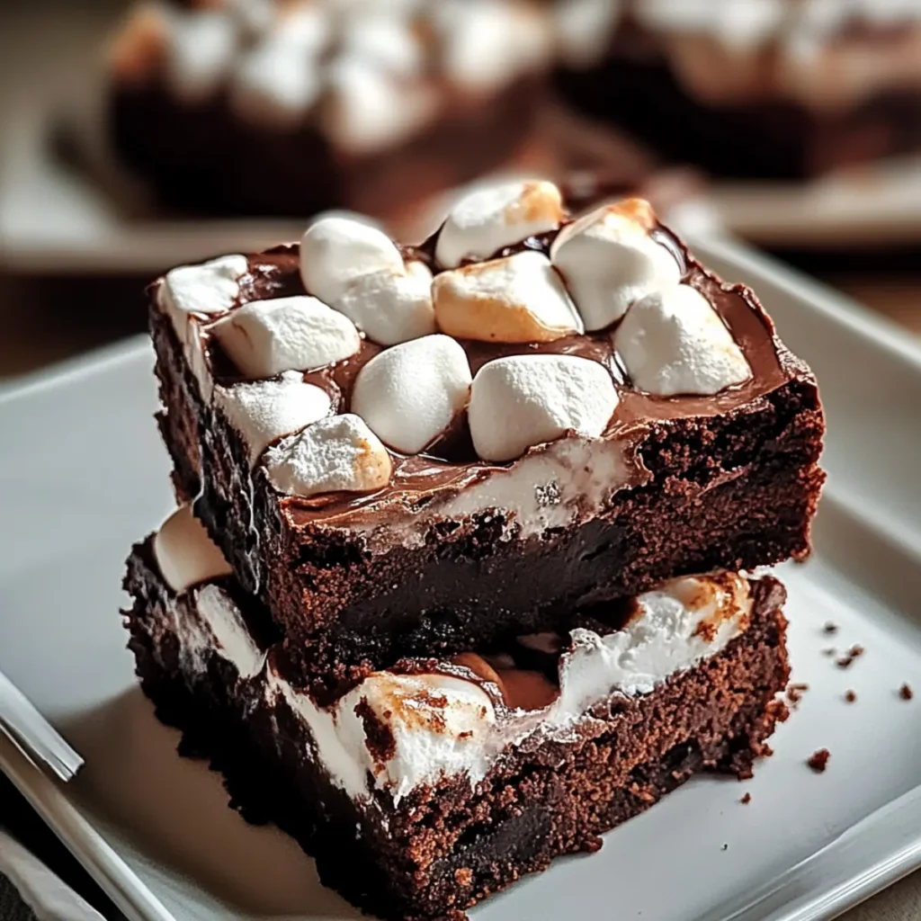 Marshmallow Fluff Hot Chocolate Brownies
