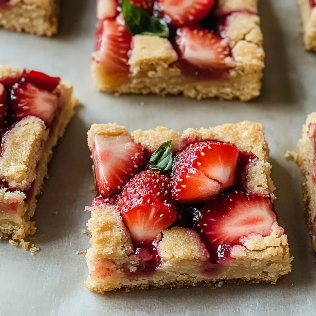 Strawberry Basil Shortbread Bars